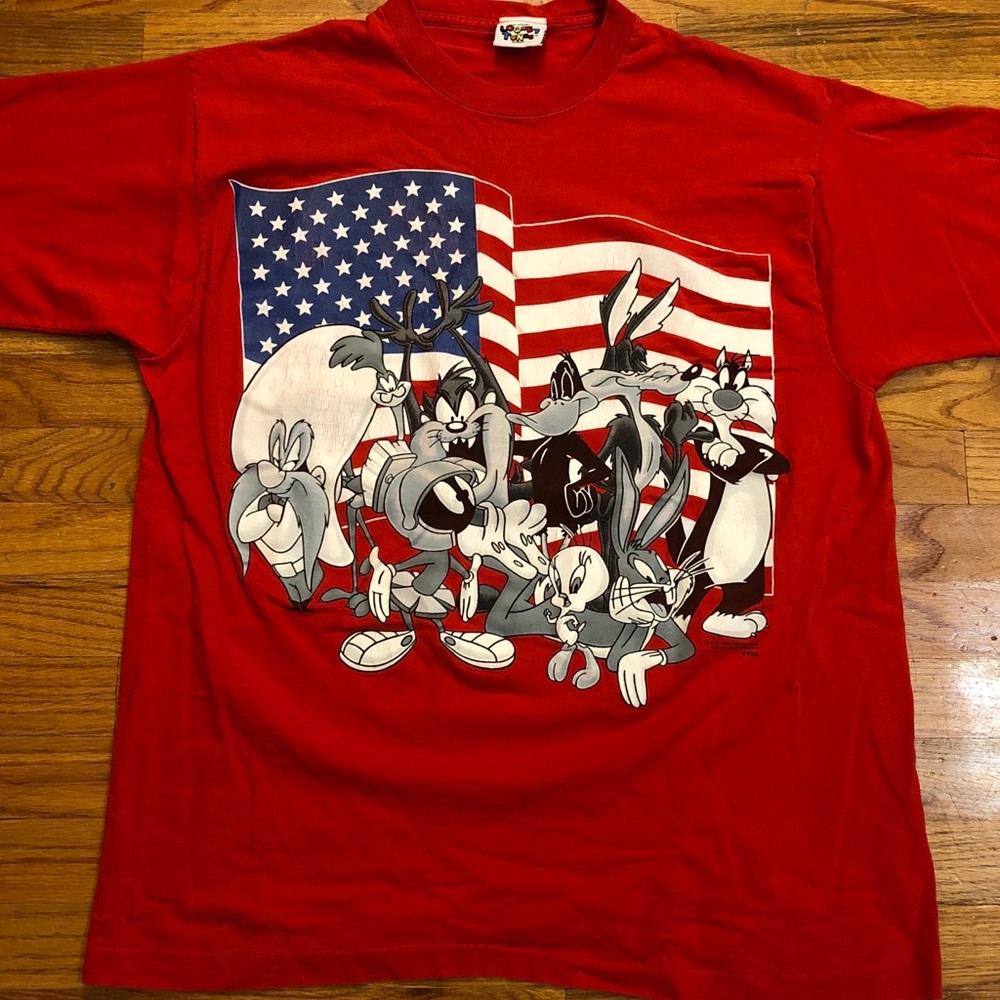 1995 LOONEY TUNES USA FLAG VINTAGE T SHIRT